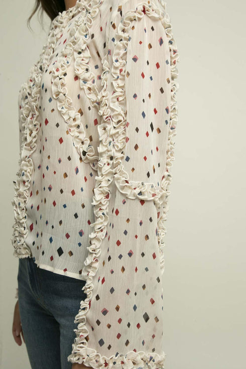 Zuri Ruffled Blouse - Funfetti